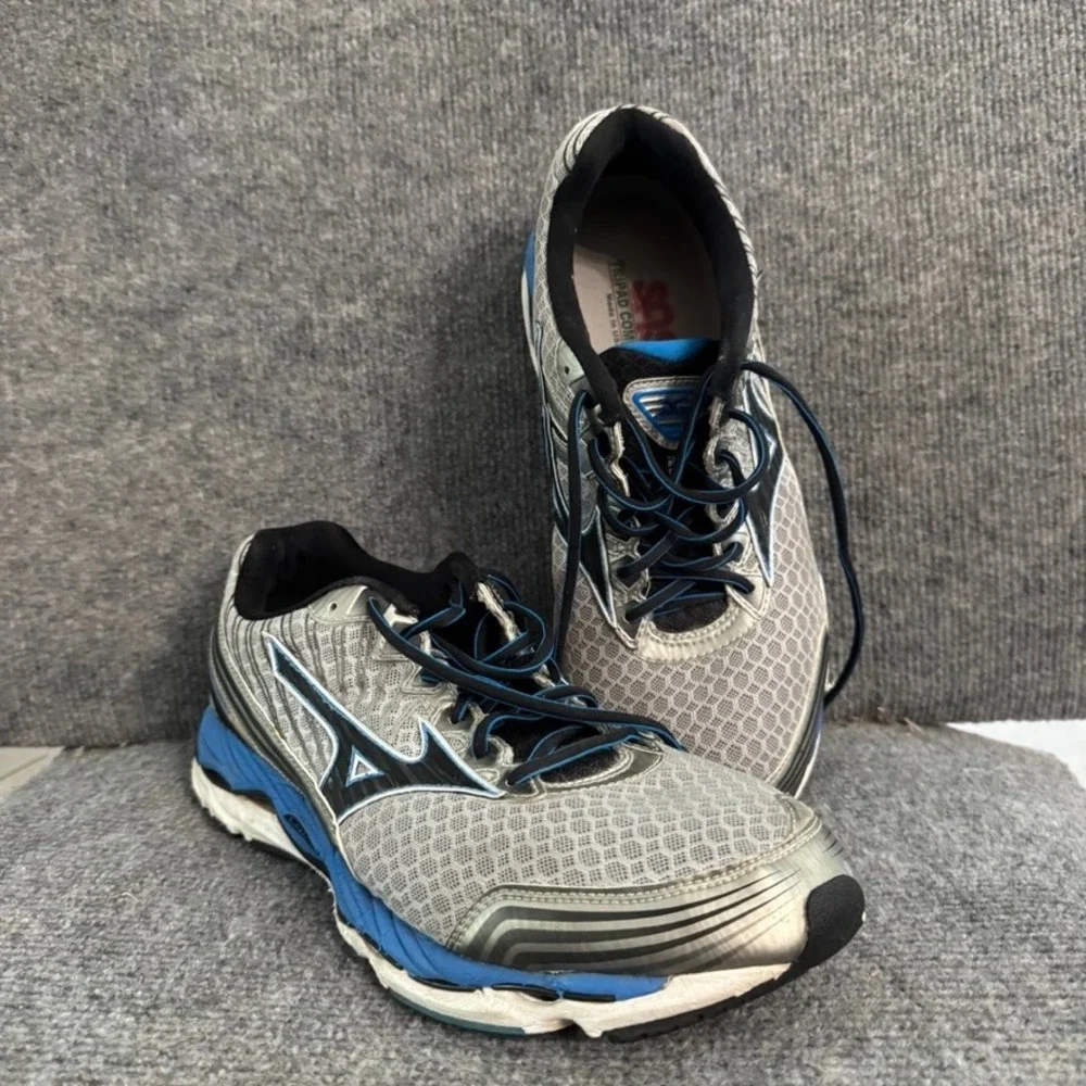 Mizuno Wave Paradox 2 Mens Running Shoes Silver Blue Stability Sneakers 11.5